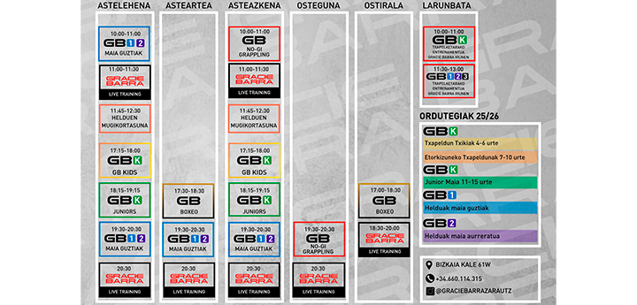 Horarios 25-26 Euskera